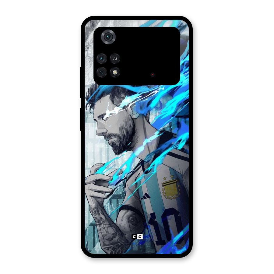 Electrifying Soccer Star Glass Back Case for Poco M4 Pro 4G