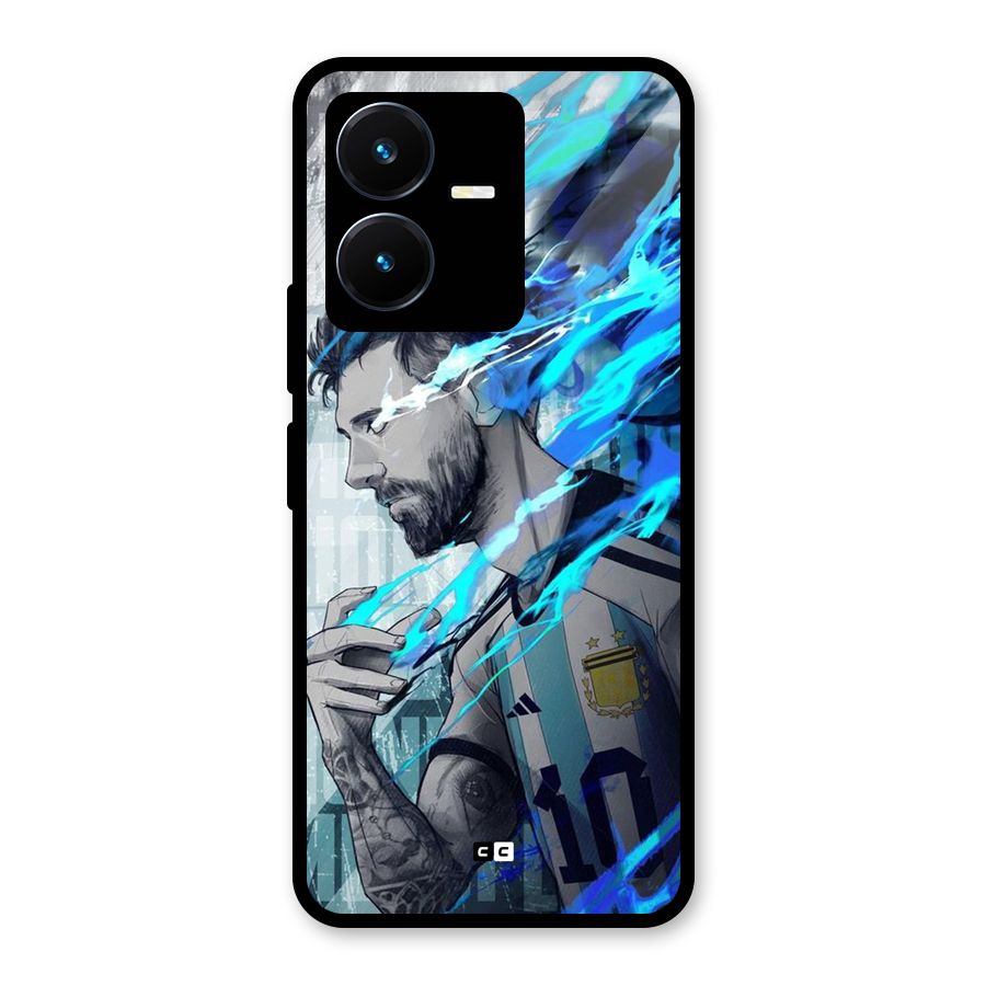 Electrifying Soccer Star Glass Back Case for Vivo Y22s