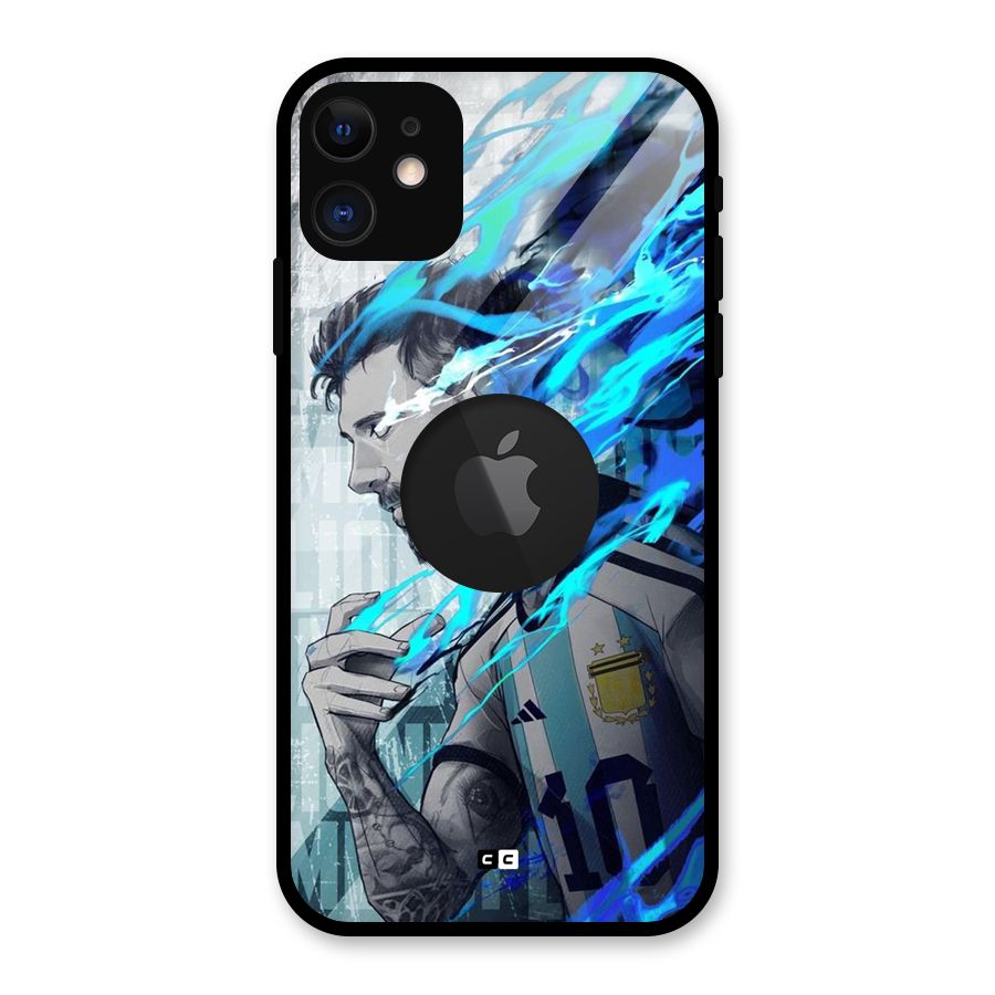 Electrifying Soccer Star Glass Back Case for iPhone 11 Logo Cut