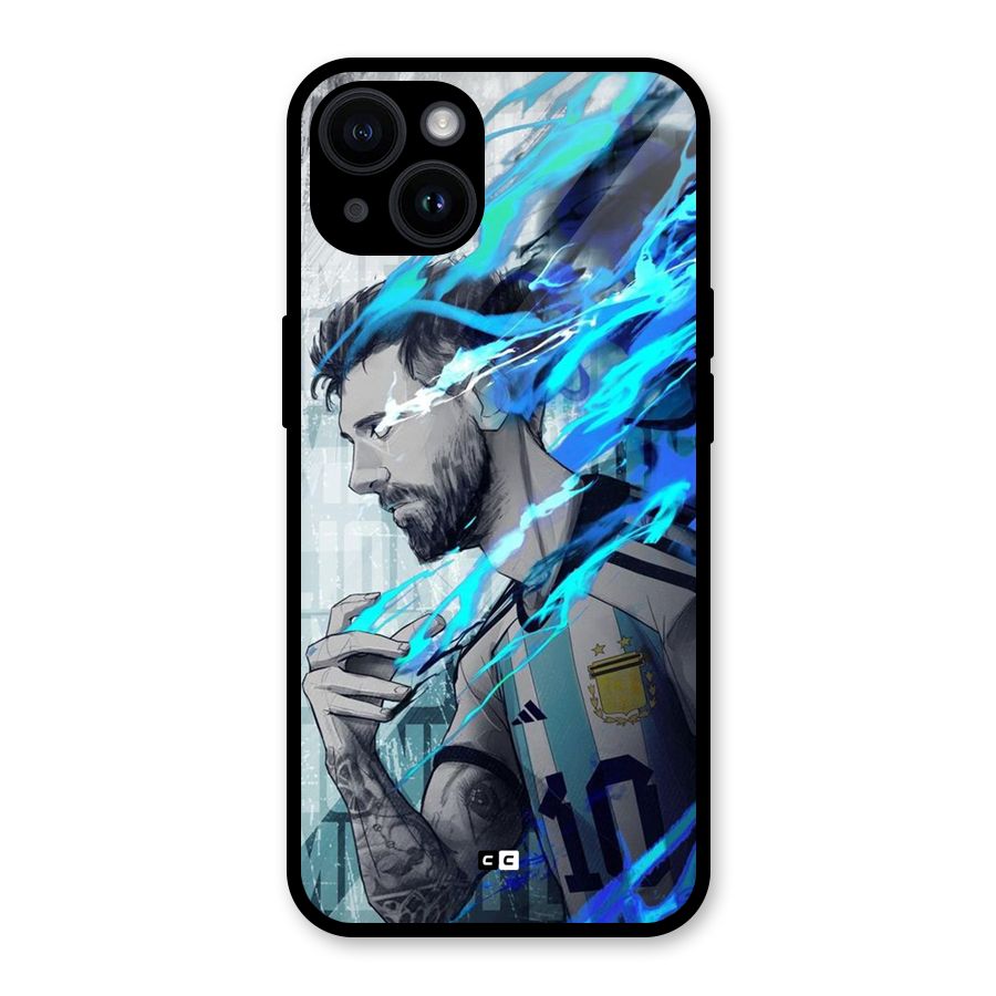 Electrifying Soccer Star Glass Back Case for iPhone 14