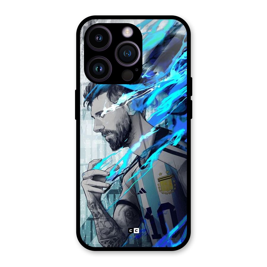 Electrifying Soccer Star Glass Back Case for iPhone 14 Pro