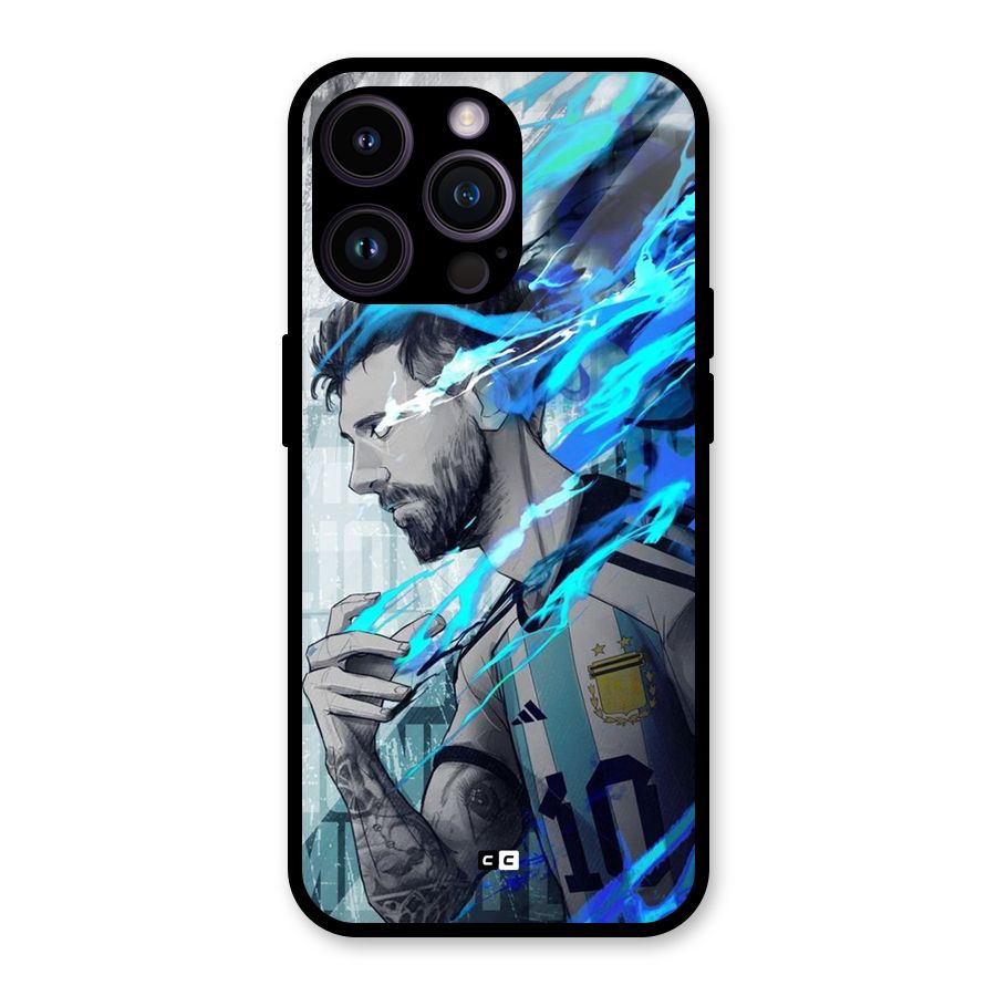 Electrifying Soccer Star Glass Back Case for iPhone 14 Pro Max