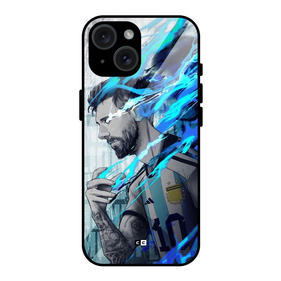 Electrifying Soccer Star Glass Back Case for iPhone 15