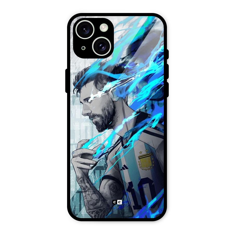 Electrifying Soccer Star Glass Back Case for iPhone 15 Plus