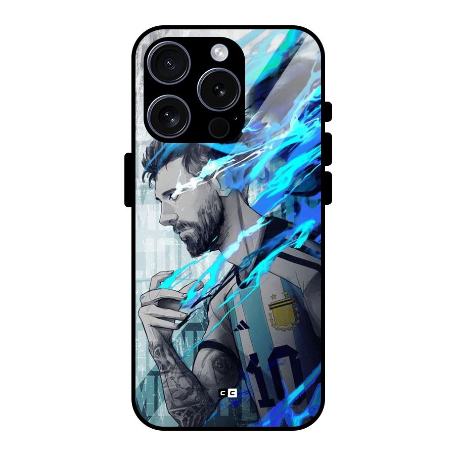 Electrifying Soccer Star Glass Back Case for iPhone 15 Pro