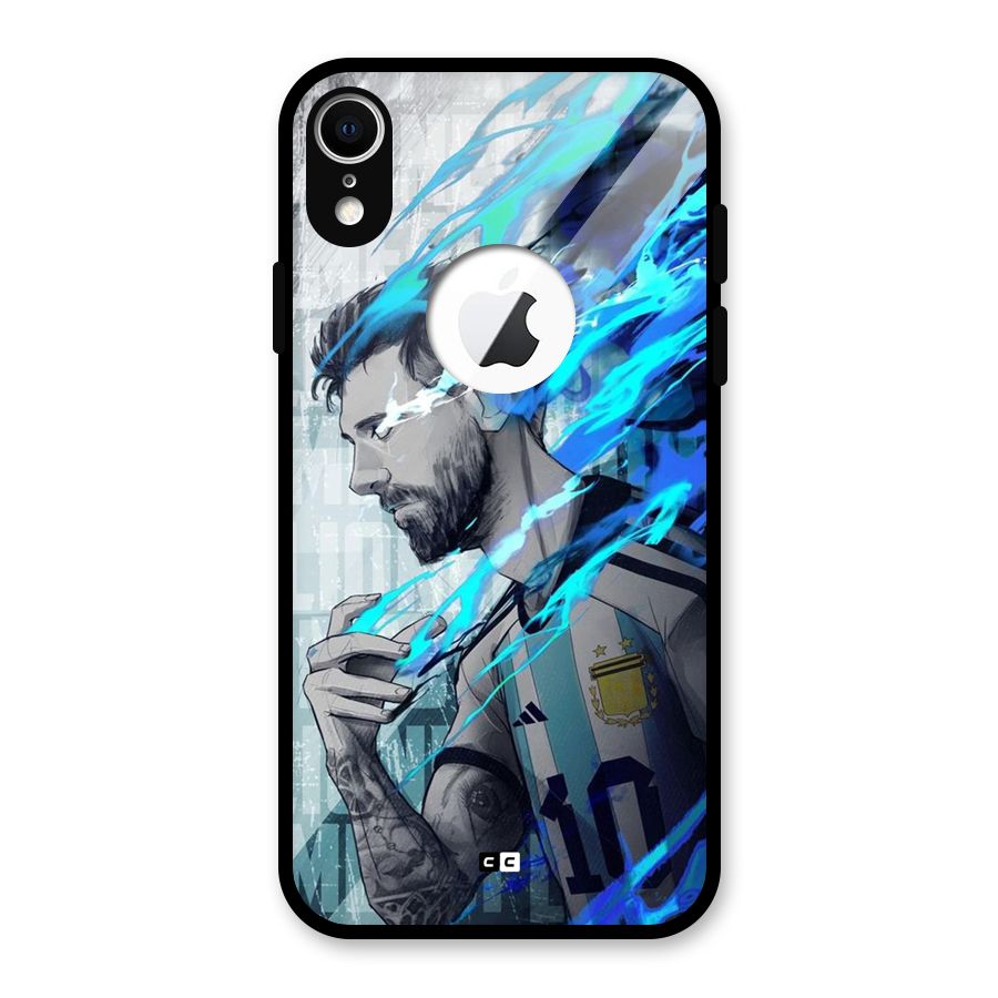 Electrifying Soccer Star Glass Back Case for iPhone XR Logo Cut