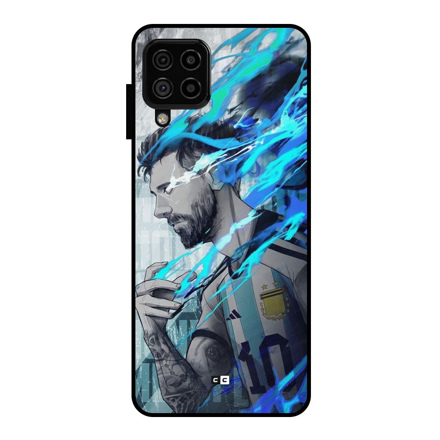 Electrifying Soccer Star Metal Back Case for Galaxy A22 4G