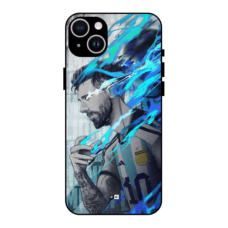Electrifying Soccer Star Metal Back Case for iPhone 14 Plus