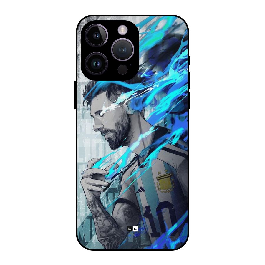 Electrifying Soccer Star Metal Back Case for iPhone 14 Pro Max