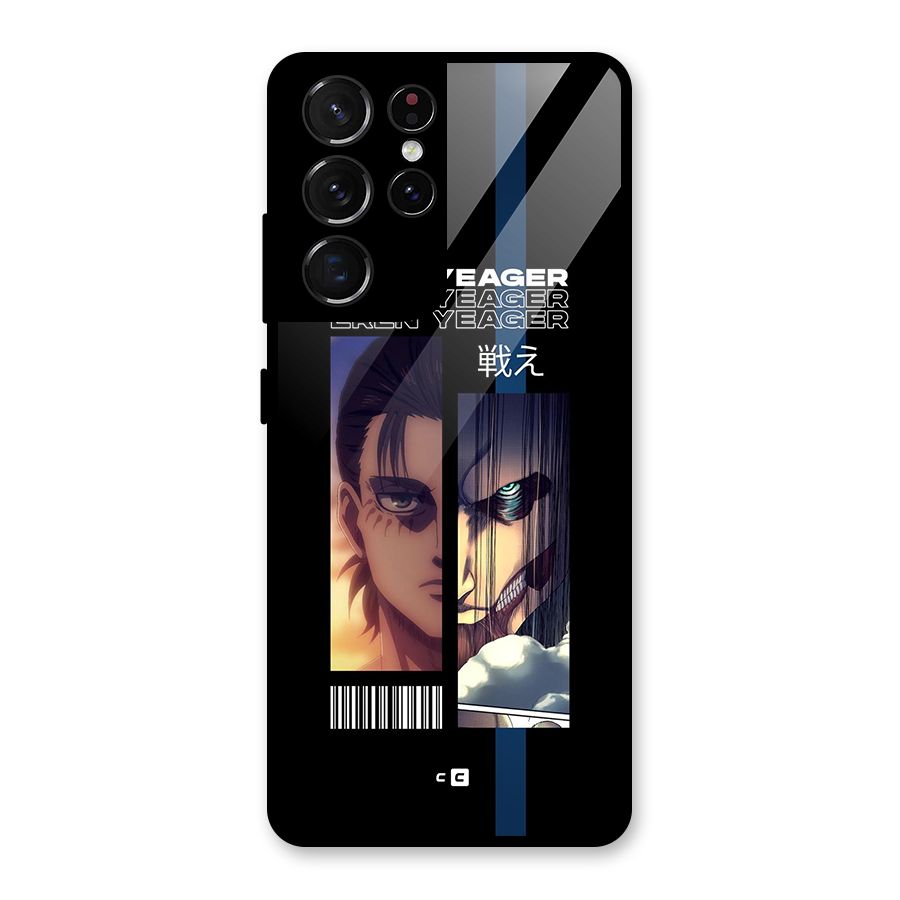 Eren Yeager Angry Glass Back Case for Galaxy S21 Ultra 5G