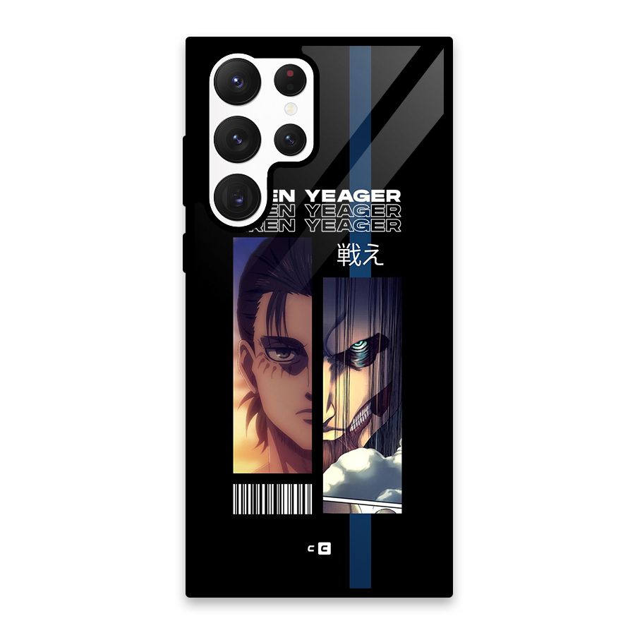 Eren Yeager Angry Glass Back Case for Galaxy S22 Ultra 5G