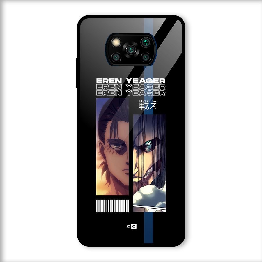 Eren Yeager Angry Glass Back Case for Poco X3