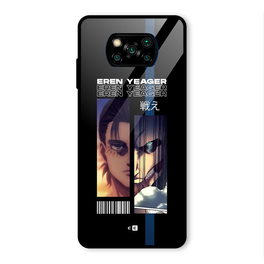 Eren Yeager Angry Glass Back Case for Poco X3 Pro