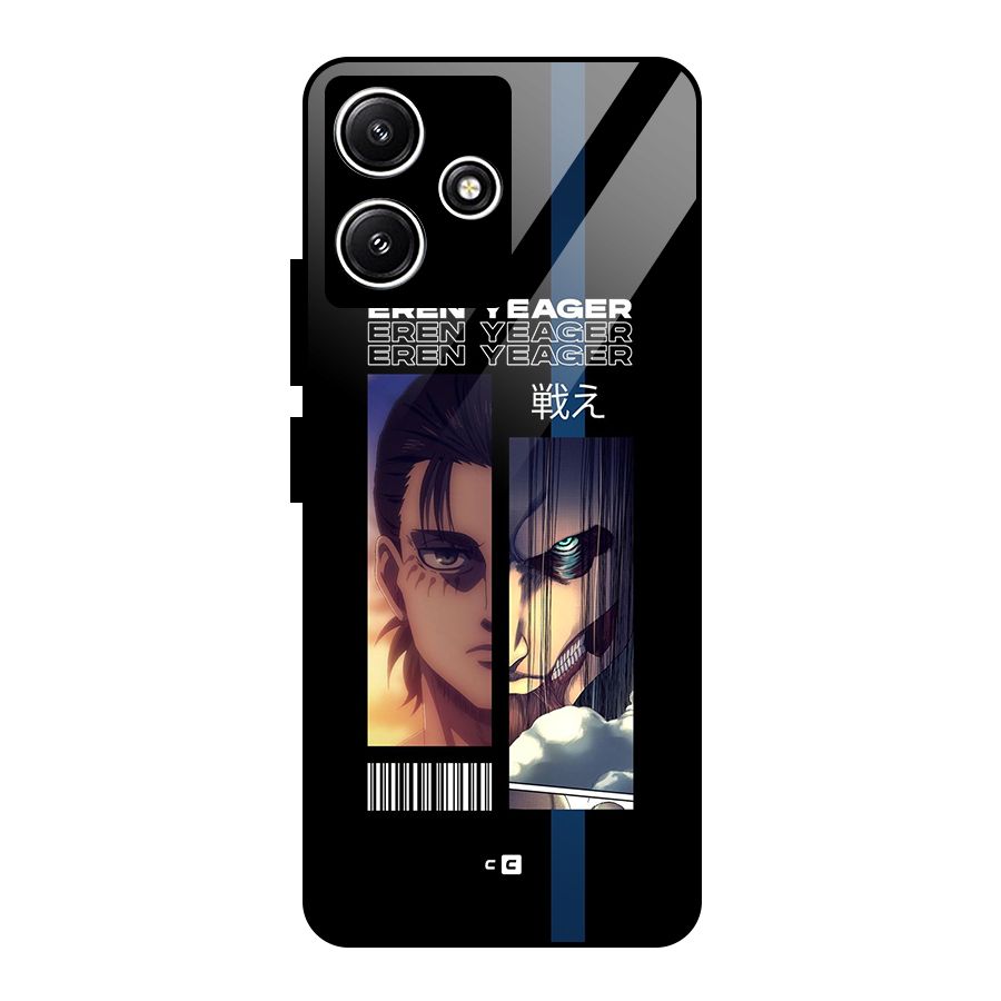 Eren Yeager Angry Glass Back Case for Redmi 12 5G