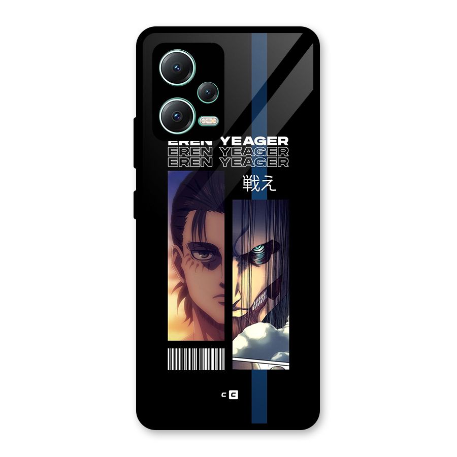 Eren Yeager Angry Glass Back Case for Redmi Note 12 5G