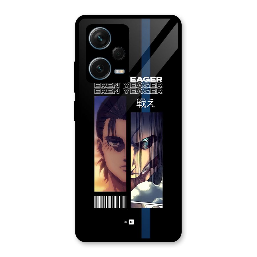 Eren Yeager Angry Glass Back Case for Redmi Note 12 Pro Plus 5G