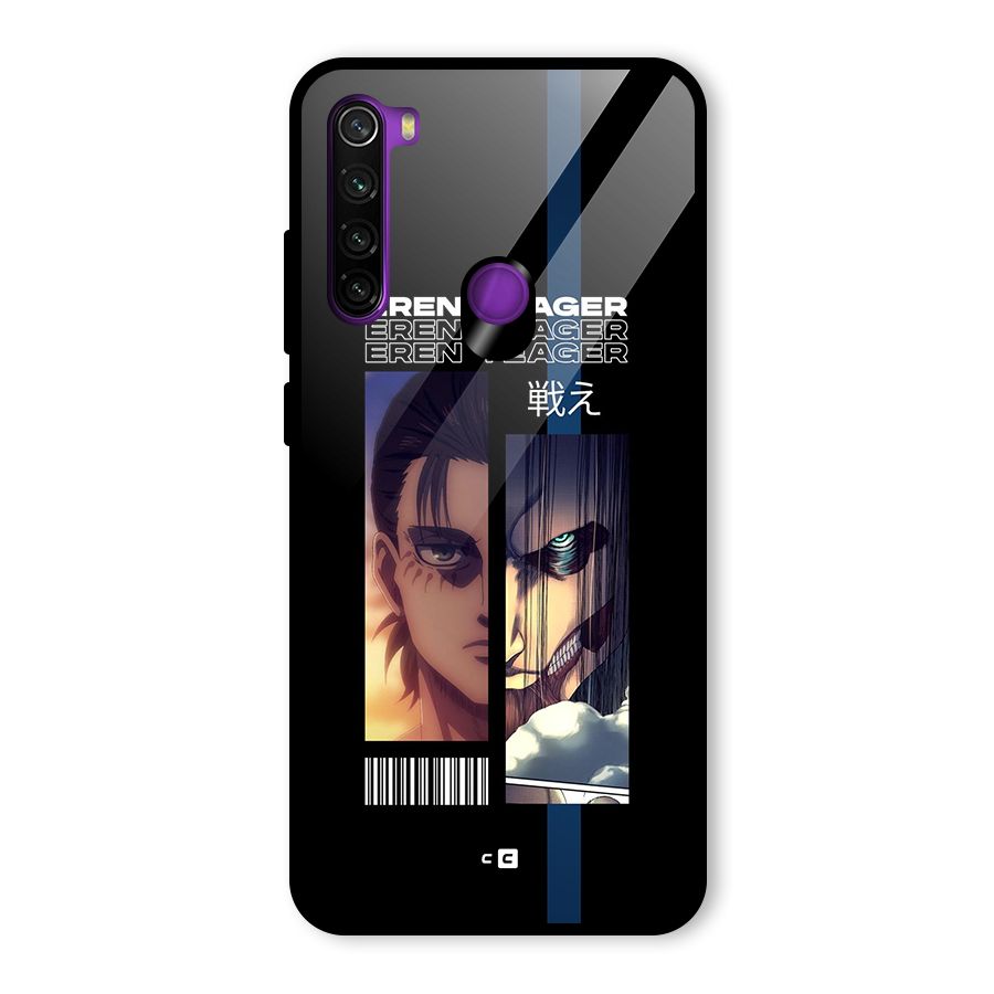 Eren Yeager Angry Glass Back Case for Redmi Note 8