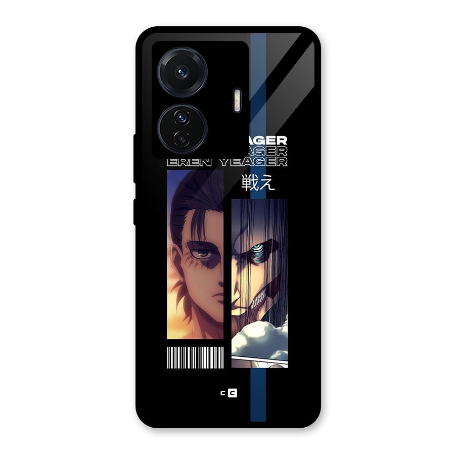 Eren Yeager Angry Glass Back Case for Vivo T1 Pro