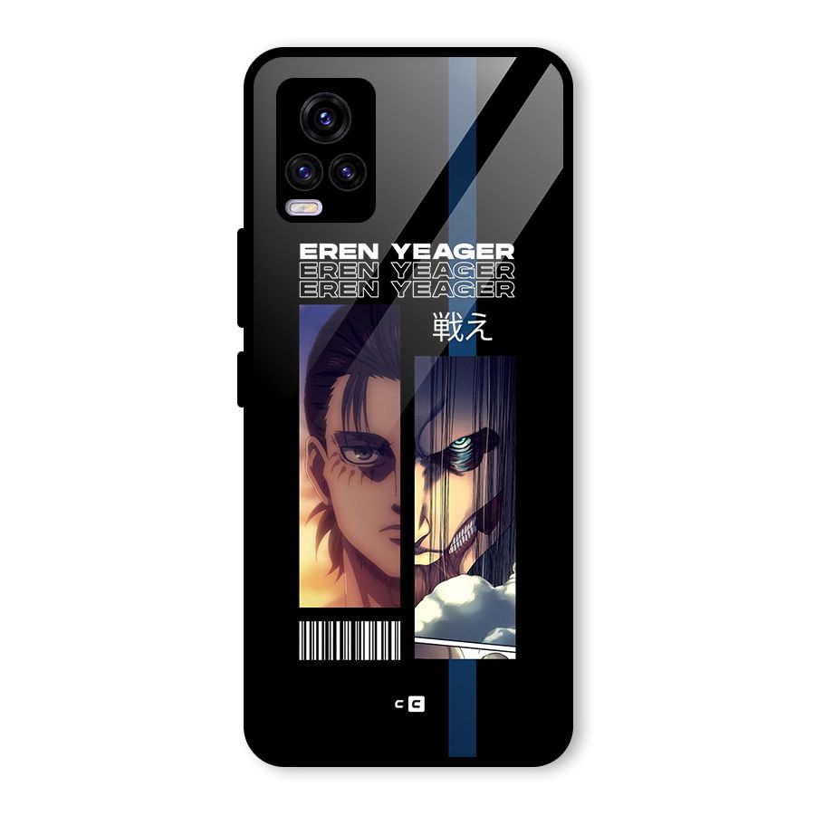 Eren Yeager Angry Glass Back Case for Vivo V20 2021