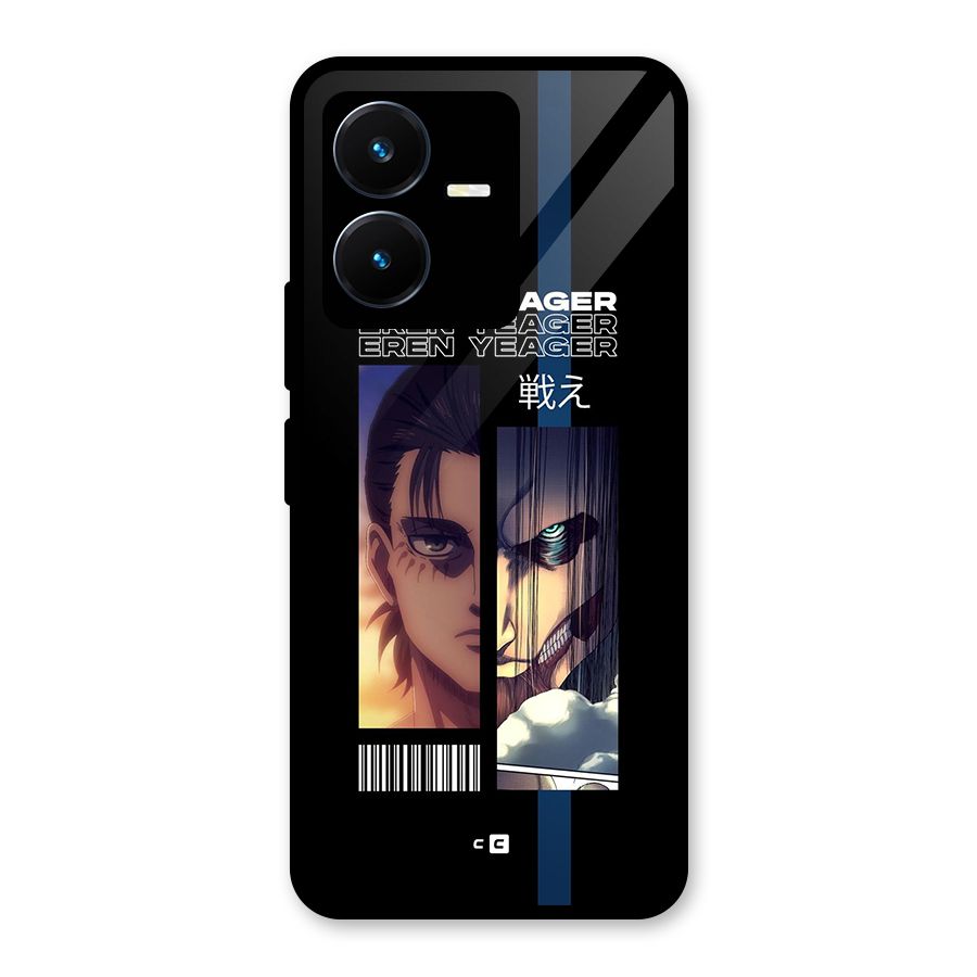 Eren Yeager Angry Glass Back Case for Vivo Y22