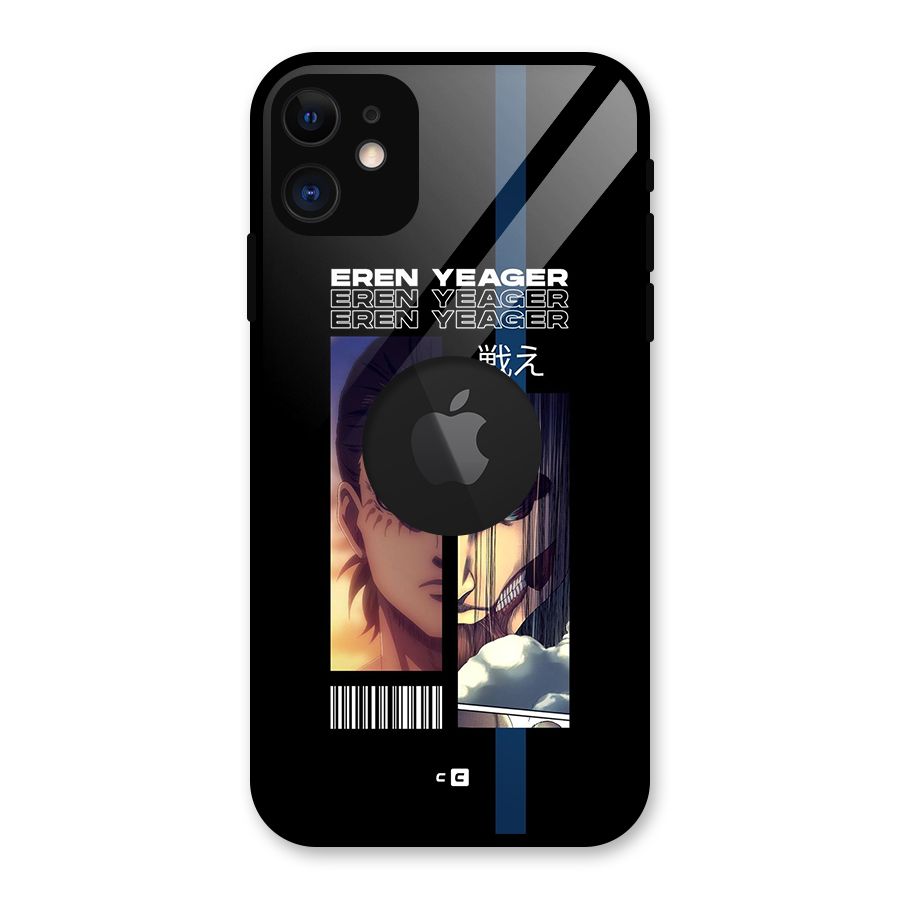 Eren Yeager Angry Glass Back Case for iPhone 11 Logo Cut