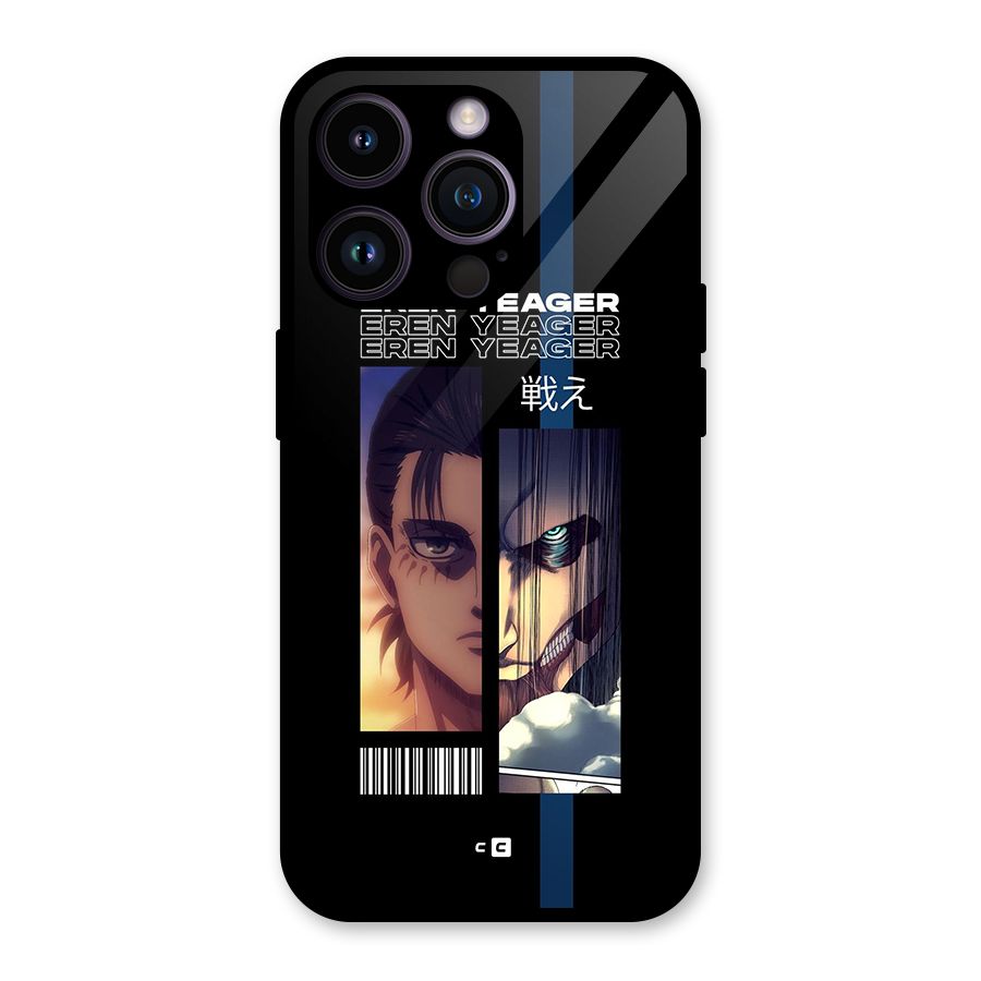Eren Yeager Angry Glass Back Case for iPhone 14 Pro