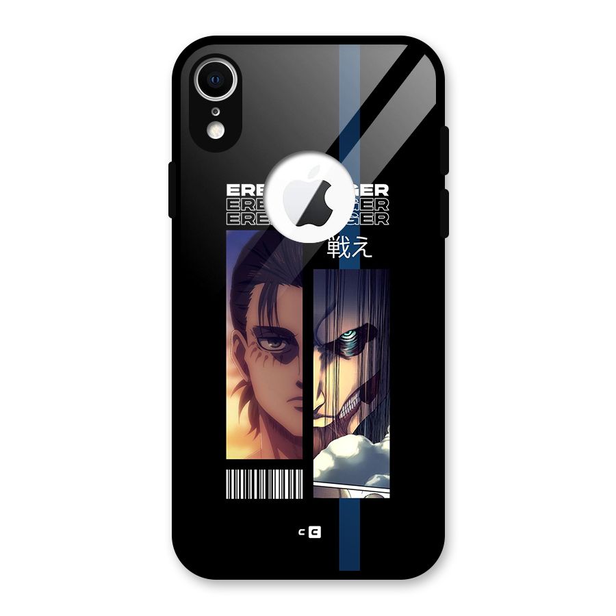 Eren Yeager Angry Glass Back Case for iPhone XR Logo Cut