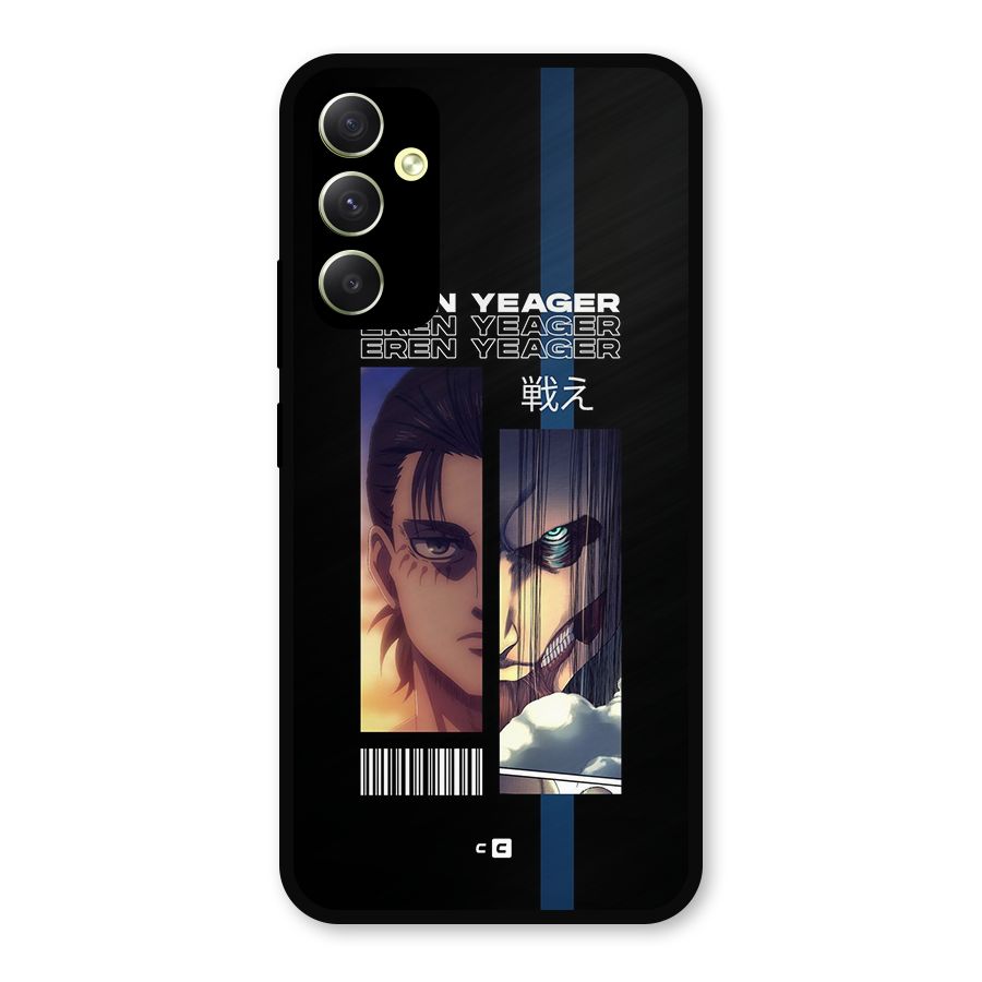 Eren Yeager Angry Metal Back Case for Galaxy A34