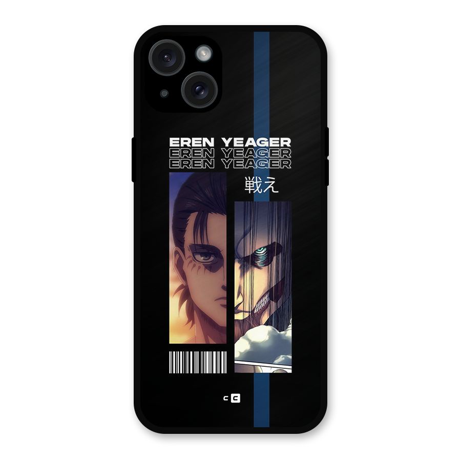 Eren Yeager Angry Metal Back Case for iPhone 15 Plus