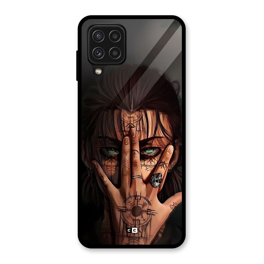Eren Yeager Illustration Glass Back Case for Galaxy A22 4G