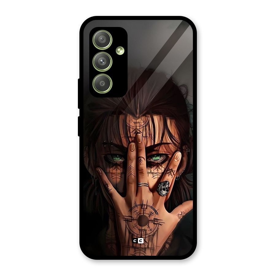 Eren Yeager Illustration Glass Back Case for Galaxy A54