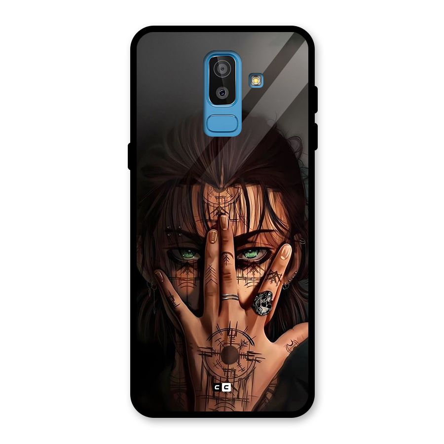 Eren Yeager Illustration Glass Back Case for Galaxy J8