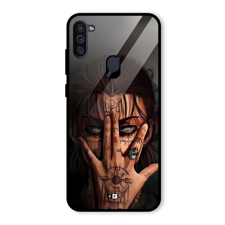 Eren Yeager Illustration Glass Back Case for Galaxy M11