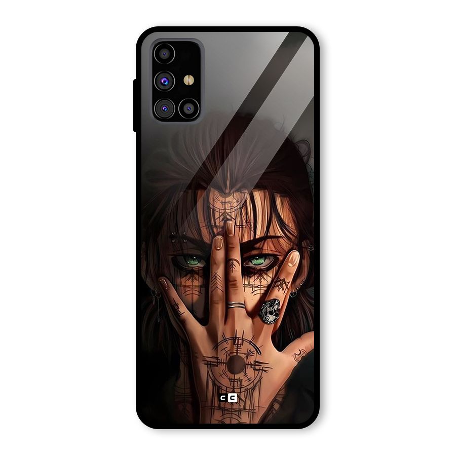Eren Yeager Illustration Glass Back Case for Galaxy M31s