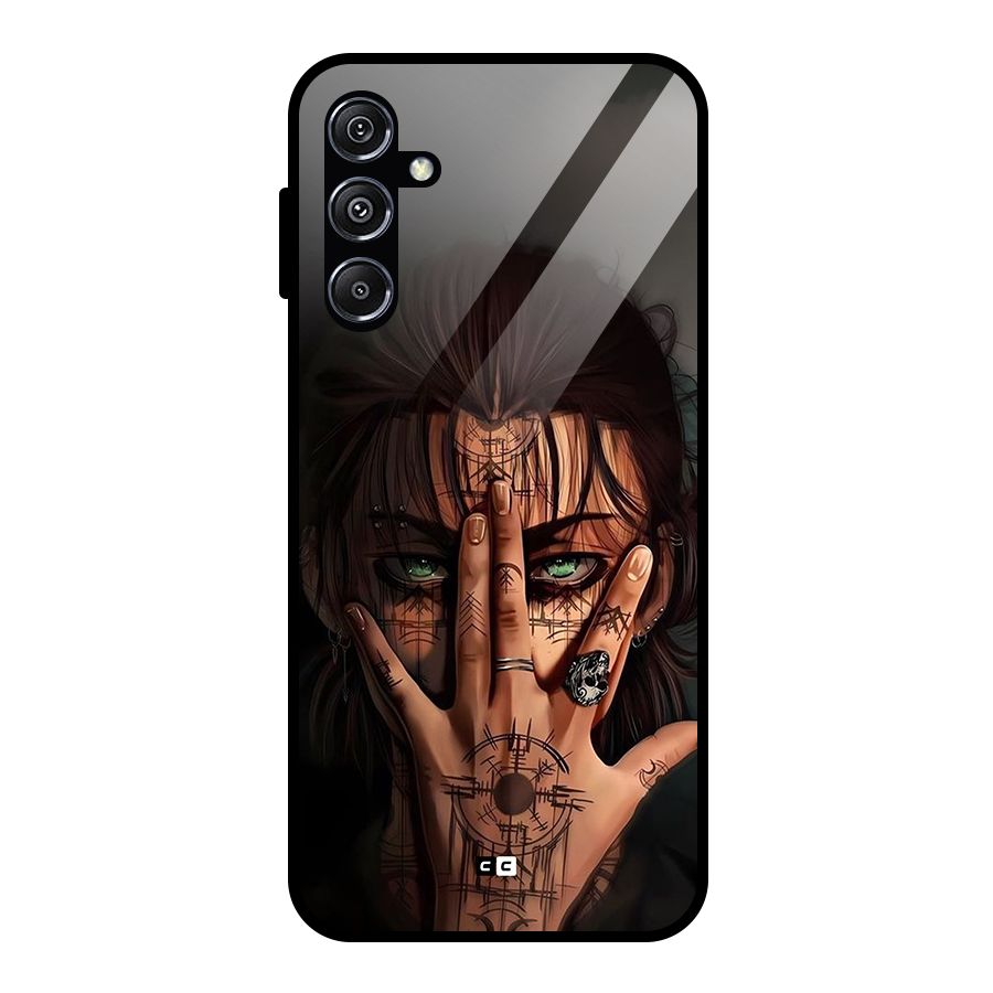 Eren Yeager Illustration Glass Back Case for Galaxy M34 5G