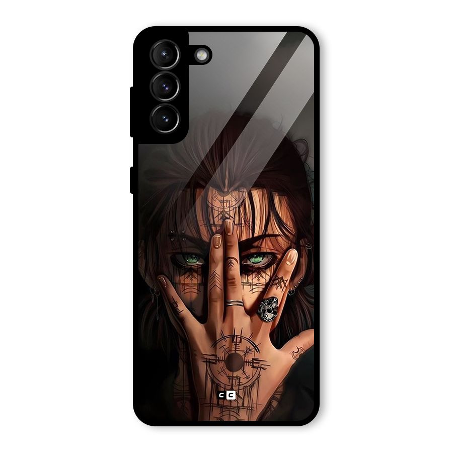Eren Yeager Illustration Glass Back Case for Galaxy S21 Plus