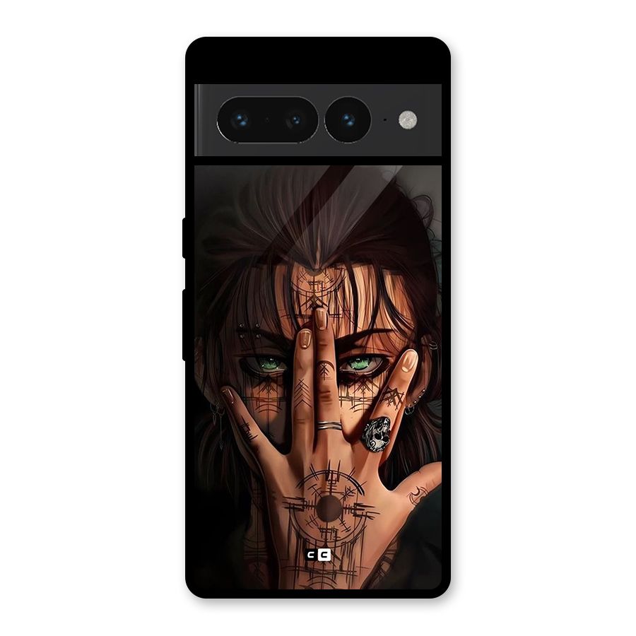 Eren Yeager Illustration Glass Back Case for Google Pixel 7 Pro