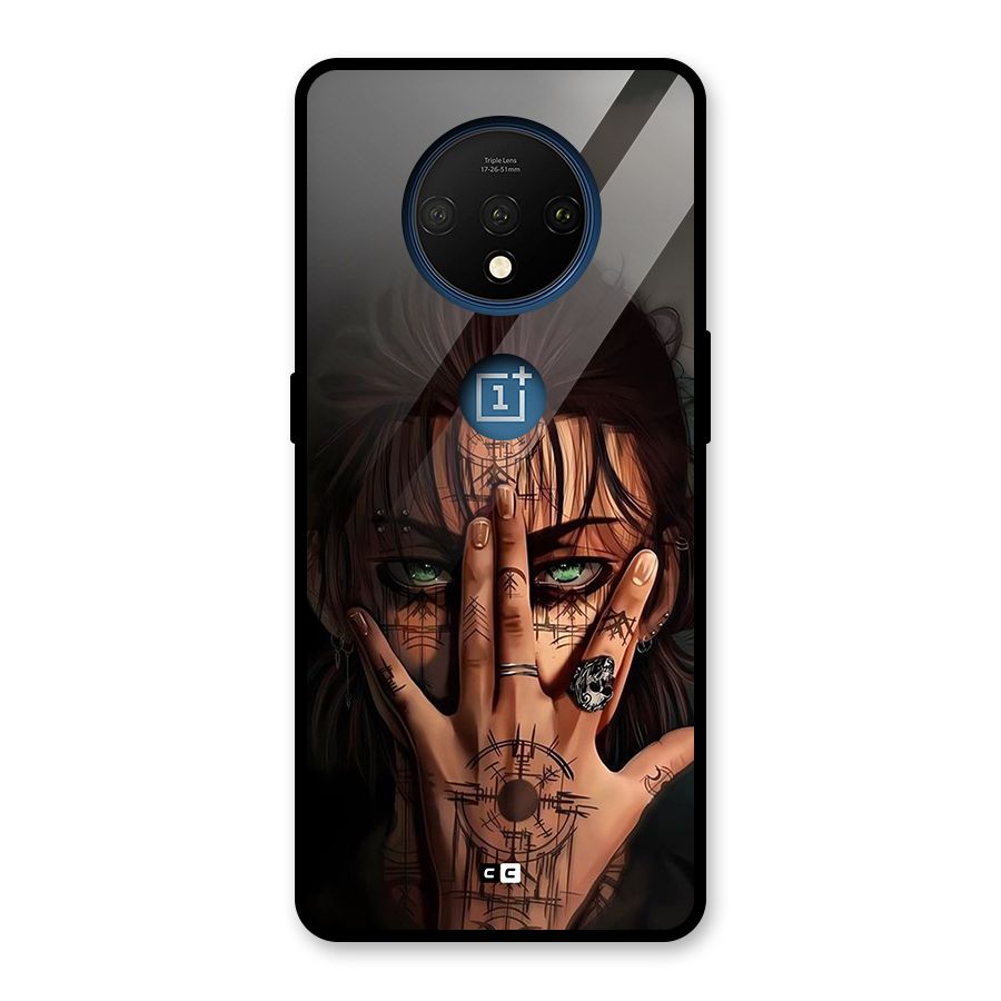 Eren Yeager Illustration Glass Back Case for OnePlus 7T