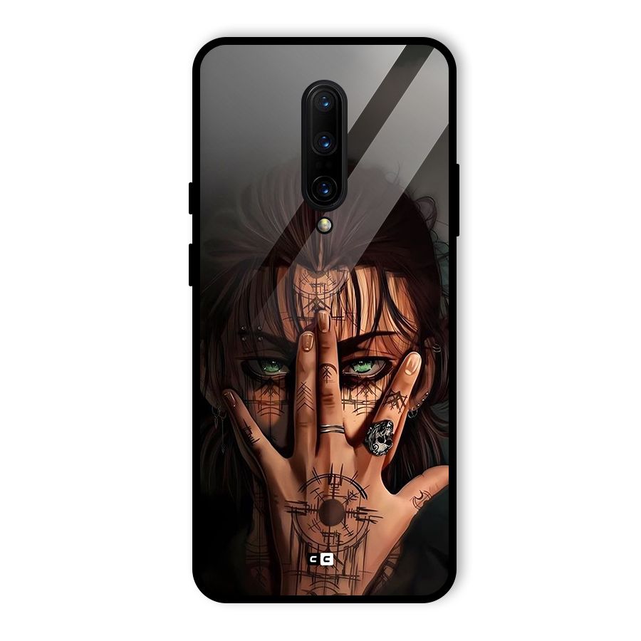 Eren Yeager Illustration Glass Back Case for OnePlus 7 Pro
