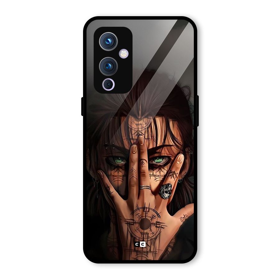 Eren Yeager Illustration Glass Back Case for OnePlus 9