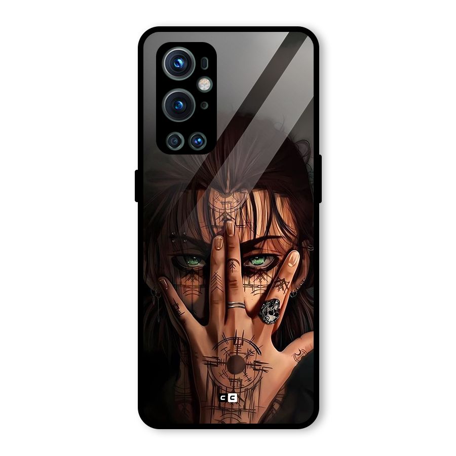 Eren Yeager Illustration Glass Back Case for OnePlus 9 Pro