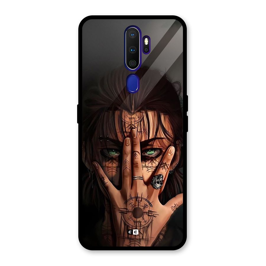 Eren Yeager Illustration Glass Back Case for Oppo A9 (2020)