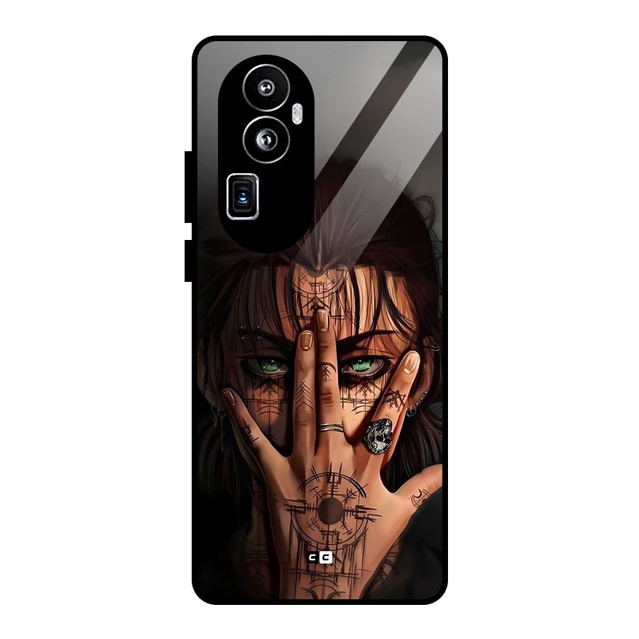 Eren Yeager Illustration Glass Back Case for Oppo Reno10 Pro Plus