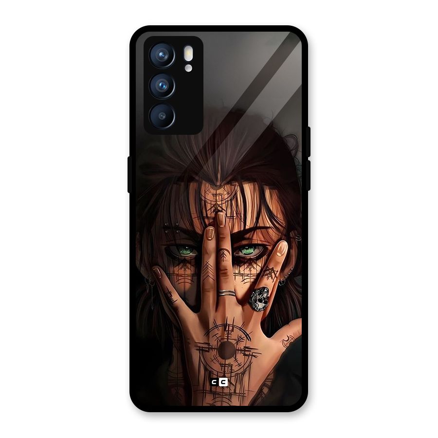 Eren Yeager Illustration Glass Back Case for Oppo Reno6 5G