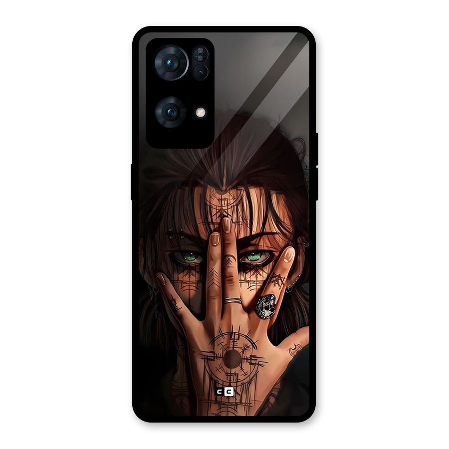 Eren Yeager Illustration Glass Back Case for Oppo Reno7 Pro 5G