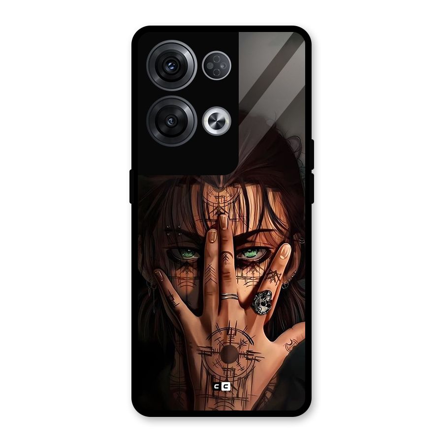Eren Yeager Illustration Glass Back Case for Oppo Reno8 Pro 5G