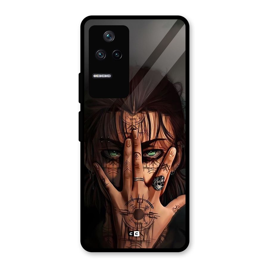 Eren Yeager Illustration Glass Back Case for Poco F4 5G