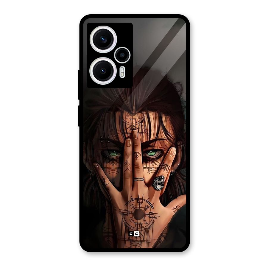 Eren Yeager Illustration Glass Back Case for Poco F5