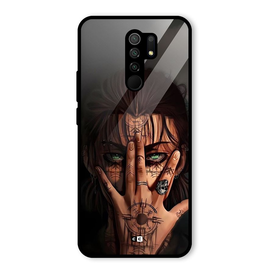 Eren Yeager Illustration Glass Back Case for Poco M2