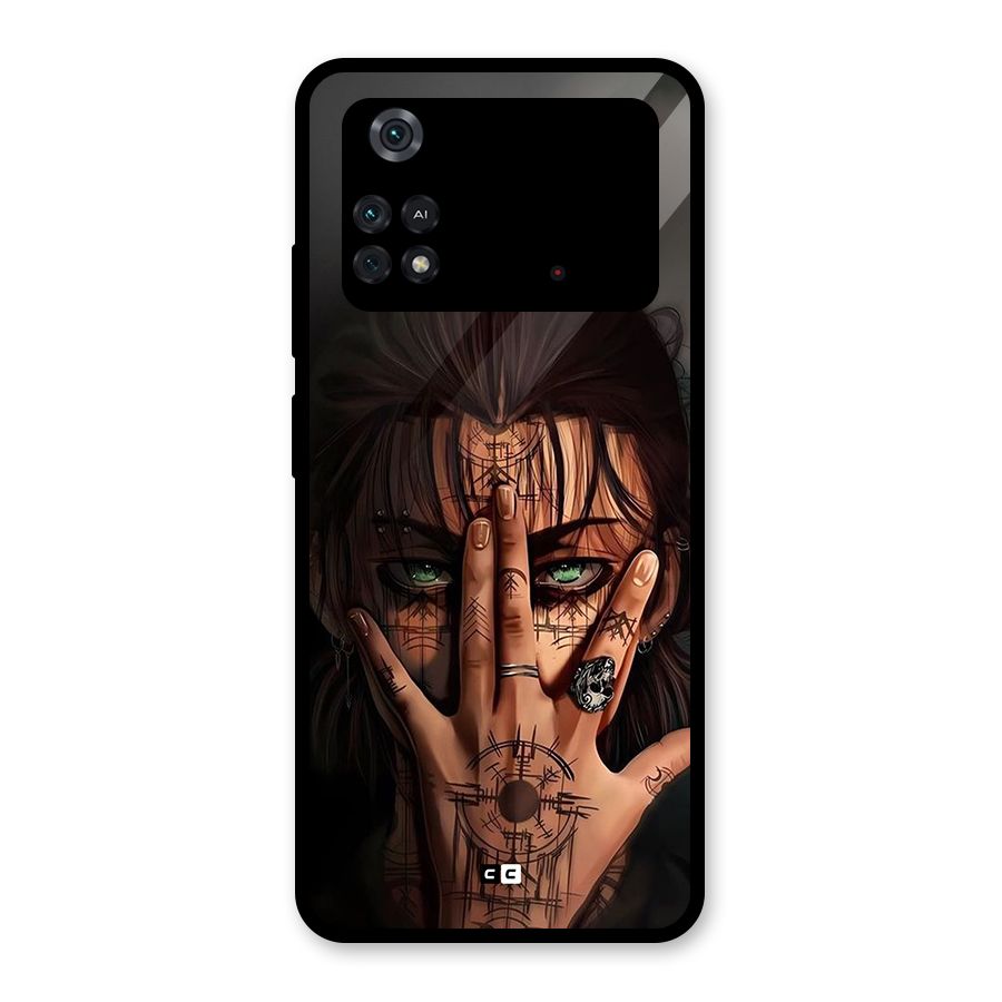 Eren Yeager Illustration Glass Back Case for Poco M4 Pro 4G